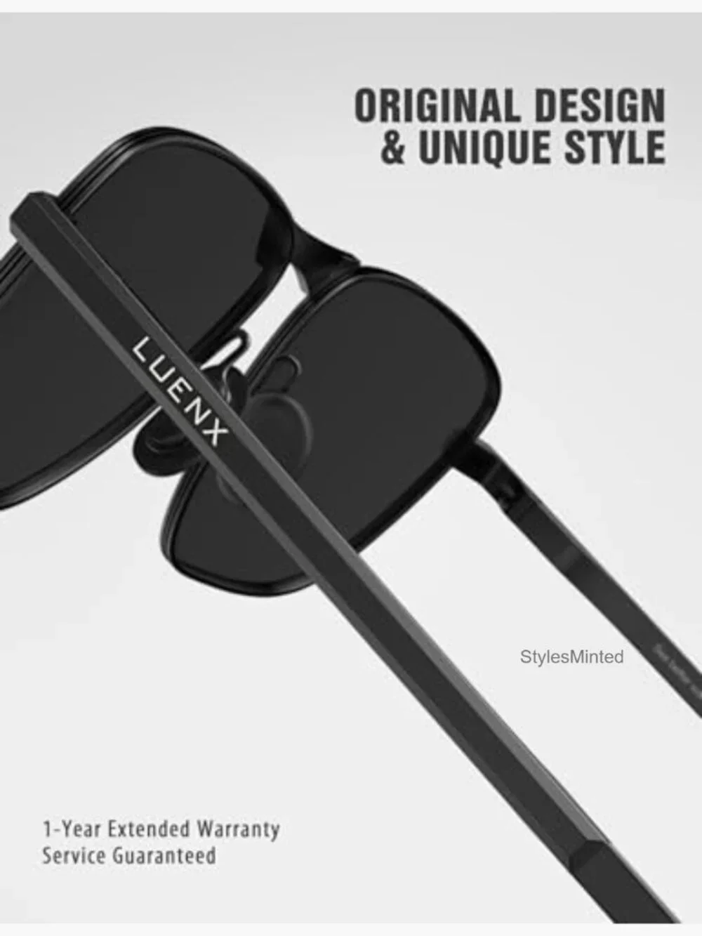 Rectangular Polarized Aviator Sunglasses Men Square Retro Shades UV400